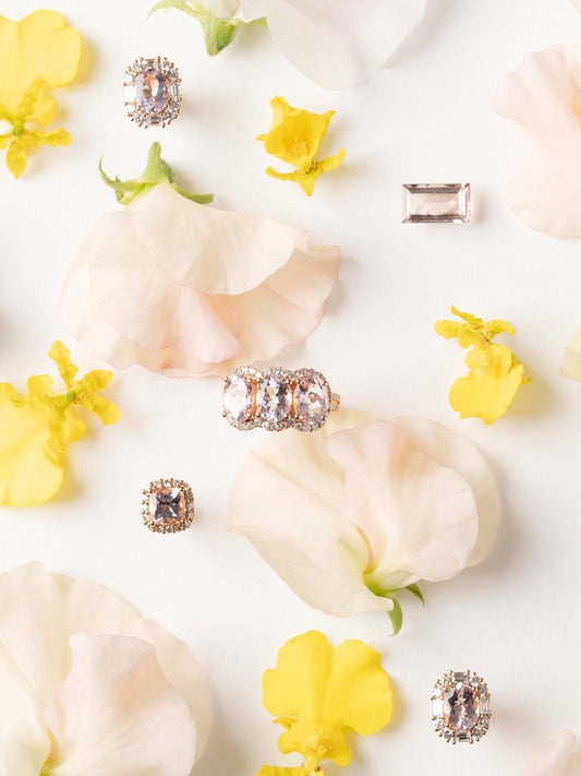 Pink Bloom-モルガナイトピアス